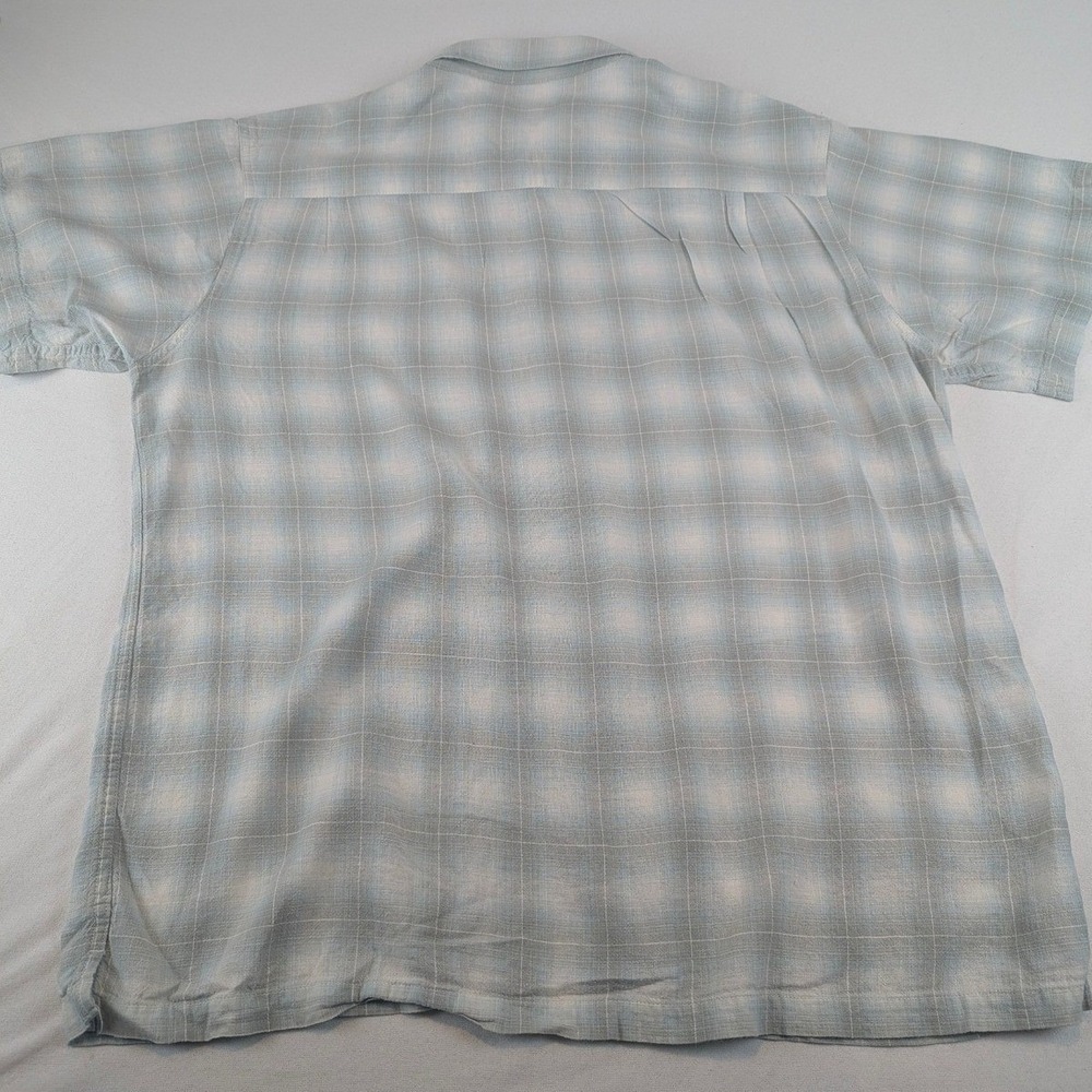 Ron Chereskin Mens XXL Blue Plaid Linen Blend Short Sleeve Button Down Shirt - Picture 5 of 8